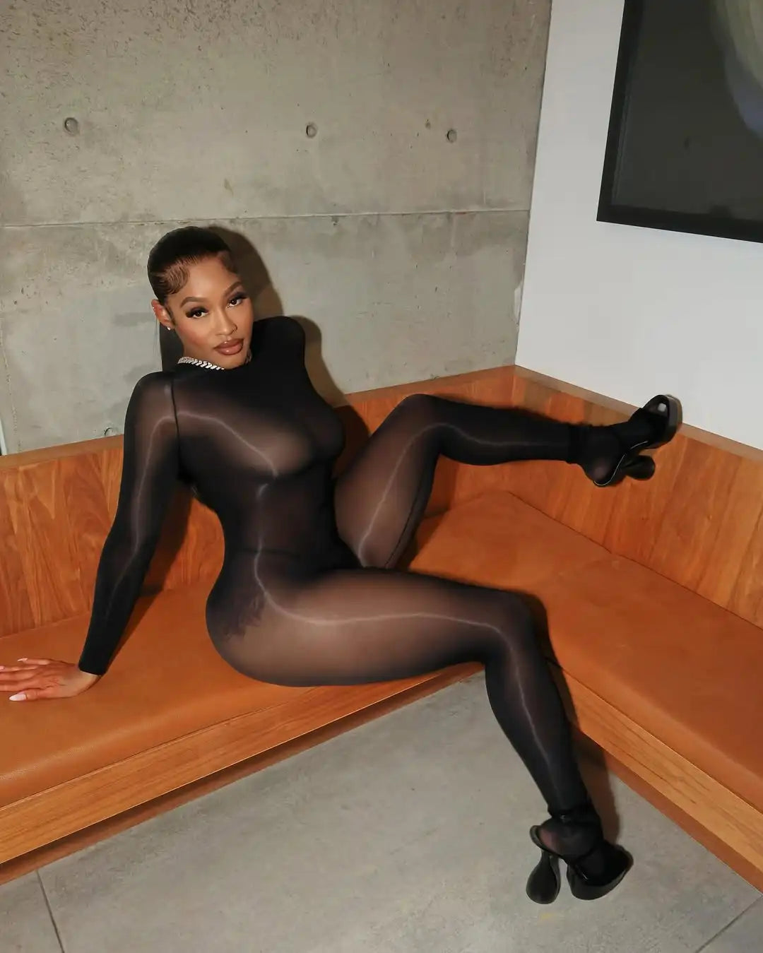 Shiny Tights Pantyhose Jumpsuit Seamless See Through Smooth One-Piece Stockings
