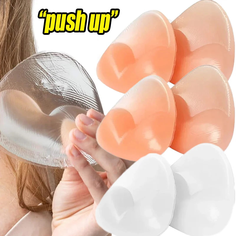 2pcs Silicone Bra Inserts Breast Pads Sticky Push-up Women Bra Cup Thicker Nipple Cover Patch Bikini Inserts