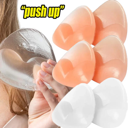 2pcs Silicone Bra Inserts Breast Pads Sticky Push-up Women Bra Cup Thicker Nipple Cover Patch Bikini Inserts