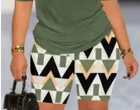 Metal Chain Off Shoulder Strap Tshirt + Short Sets