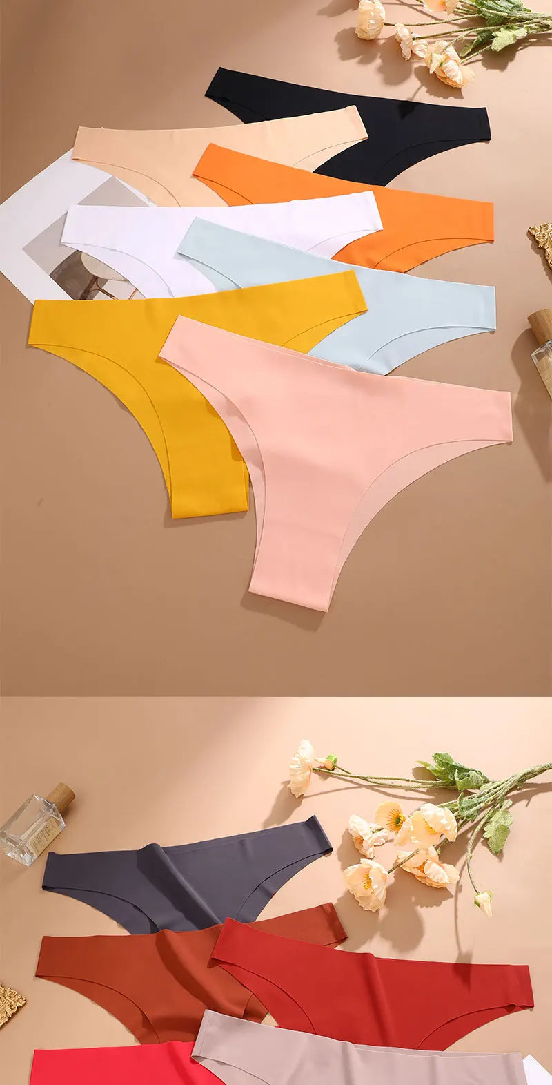 8Pcs/Set Seamless Underwear Low Waisted Brazilian Intimates Panties