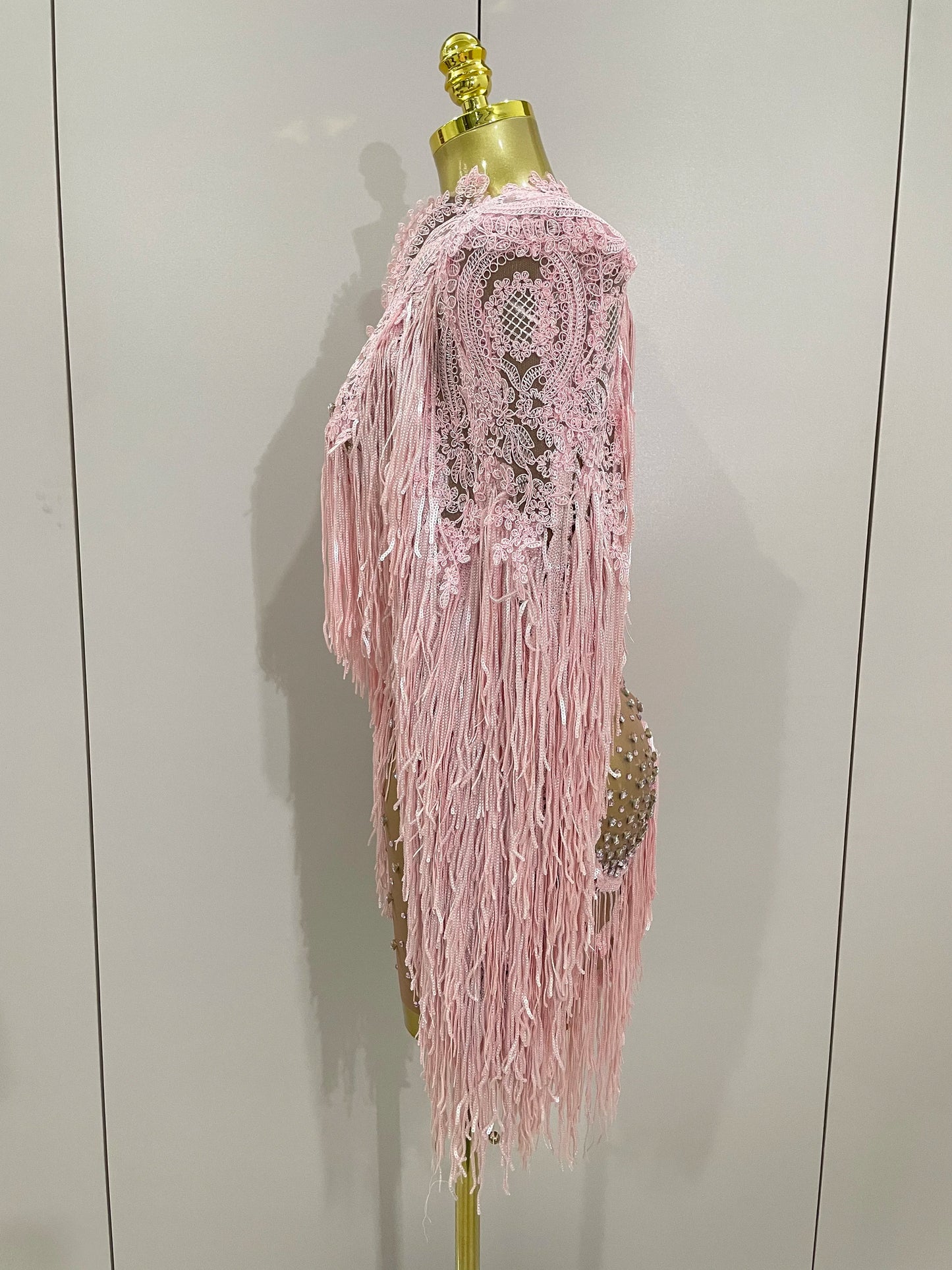 Luxury Sparkly Rhinestone Sequin Tassel Coat + Dress