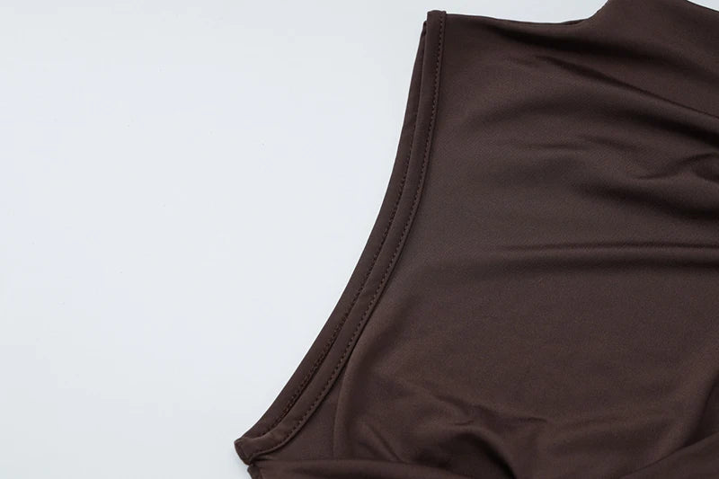 Elegant Turtleneck Sleeveless High Waist Pleated Dresses