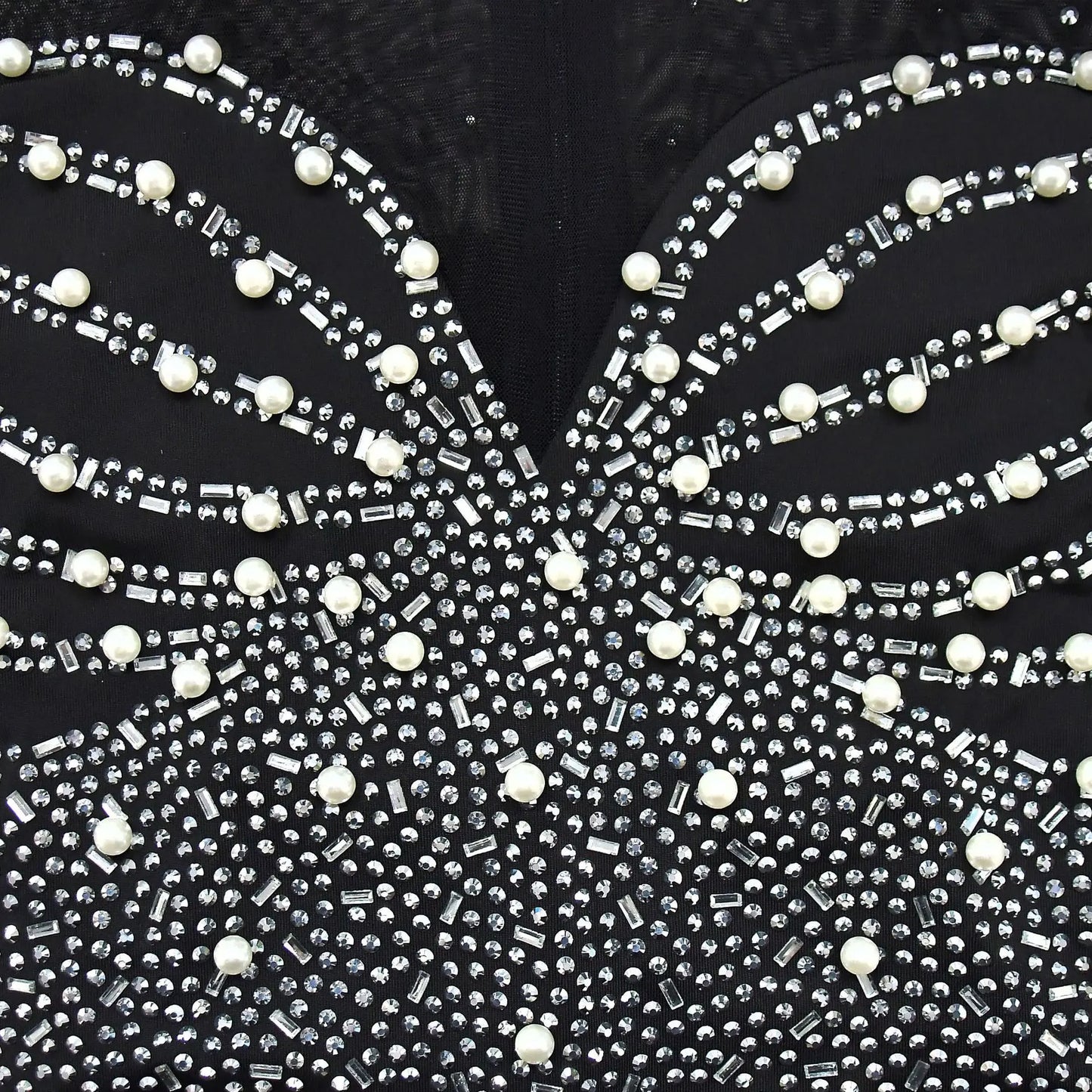 Terri Sheer Long Sleeve Beads Rhinestone Dress