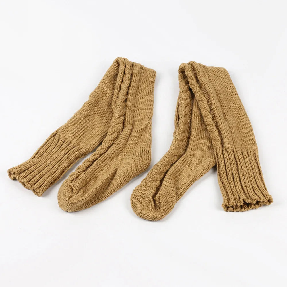 Women's Stockings Wool Foot Warmers Fashion Lady Stockings Cute Autumn Winter Solid Color Thigh-high Socks Acrylic Fibers