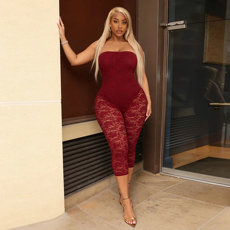 Lace See Through Bodycon Jumpsuits for Woman