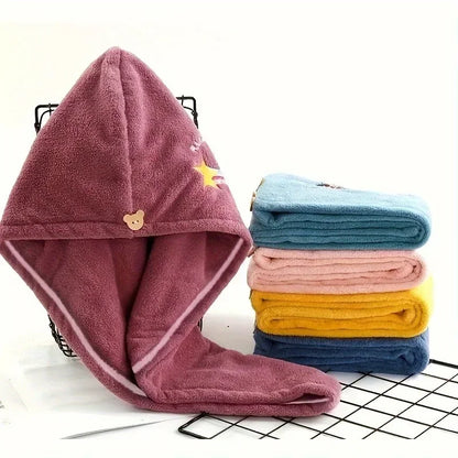 Quick Dry Shower Cap Turban for Women Girls Bathroom Super Absorbent Soft Towel Hair Dry Wrap Bonnets Cute Hair Drying Towel