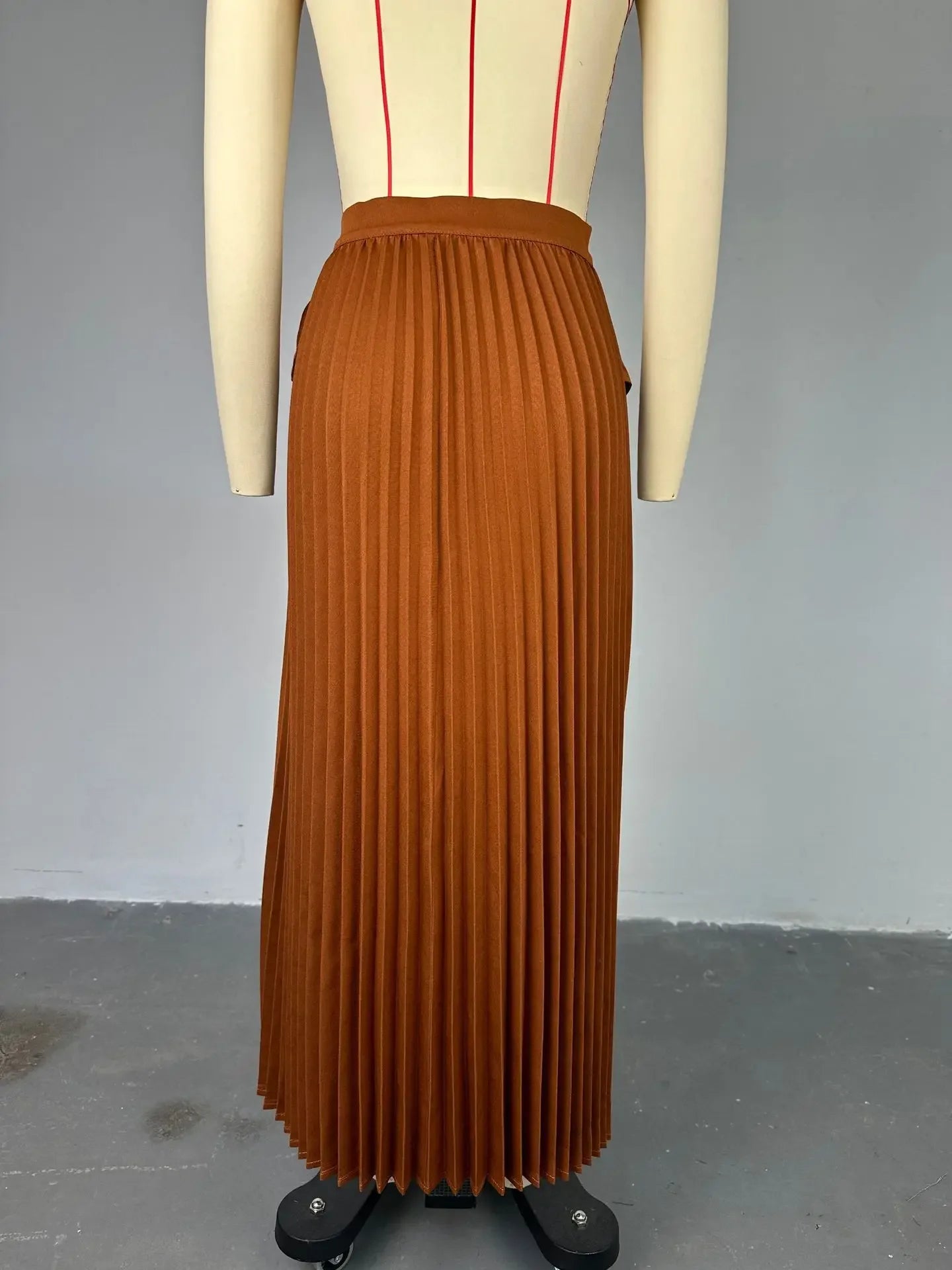 Nala High Waisted Belt Big Swing Pleated Long Maxi Midi Skirt