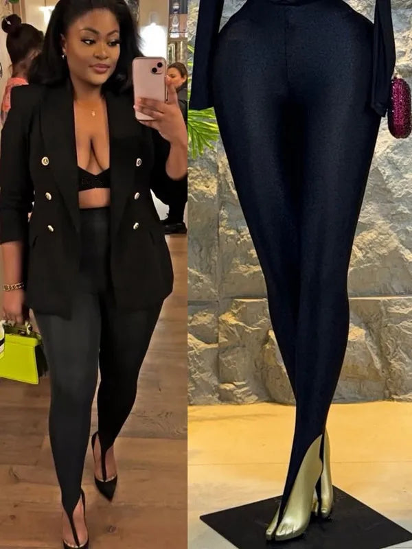 Joskaa Fashion High Waist Shiny Sparkle Footed Leggings Women Hipster Sexy High Elastic Tight Pants Female Bottoms Streetwear