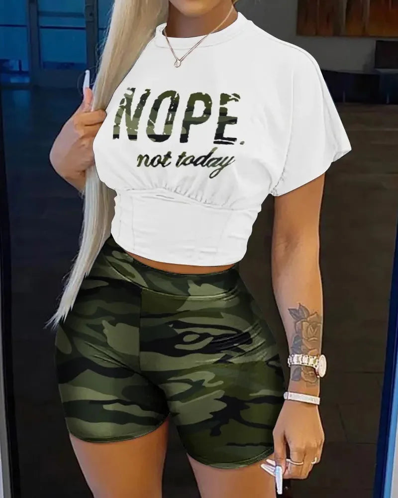 Casual O-Neck Short Sleeve T-shirt  + Shorts Set