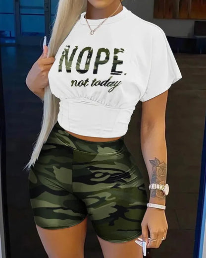 Casual O-Neck Short Sleeve T-shirt  + Shorts Set