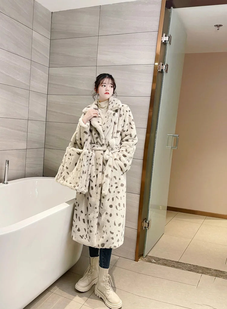 Ava Imitation Rabbit Overcoat Long Warm Dense Thick Plush Coat