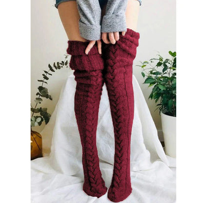 Women's Stockings Wool Foot Warmers Fashion Lady Stockings Cute Autumn Winter Solid Color Thigh-high Socks Acrylic Fibers