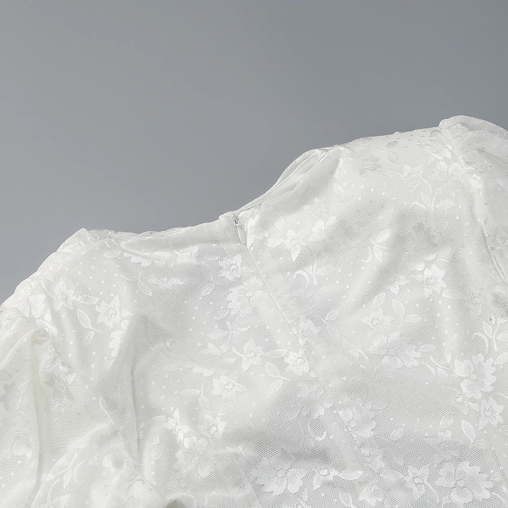 High Quality Lace Draped Bodycon Mini Dress + Gloves