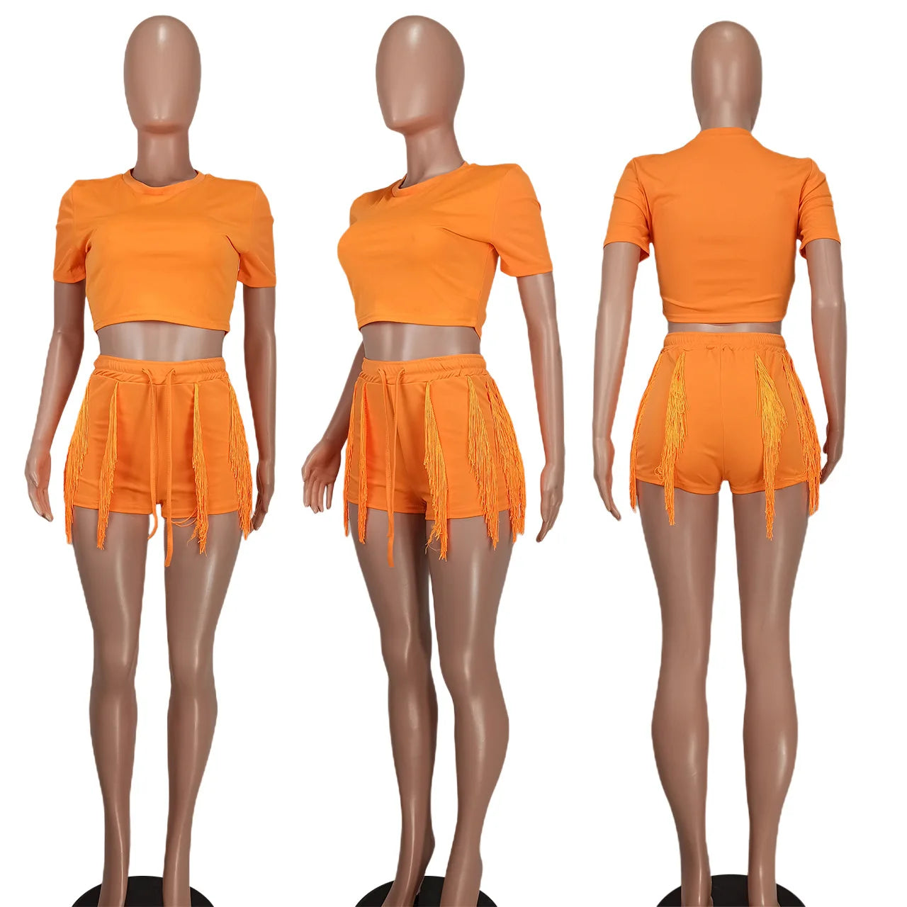 Short Sets Women Two Piece Crop Top + Shorts