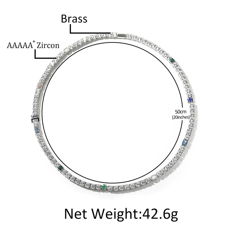 CZ Stone Paved Tennis Link Chain Necklaces Unisex Jewelry