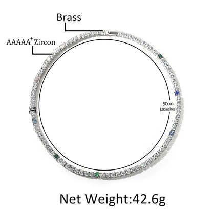 CZ Stone Paved Tennis Link Chain Necklaces Unisex Jewelry