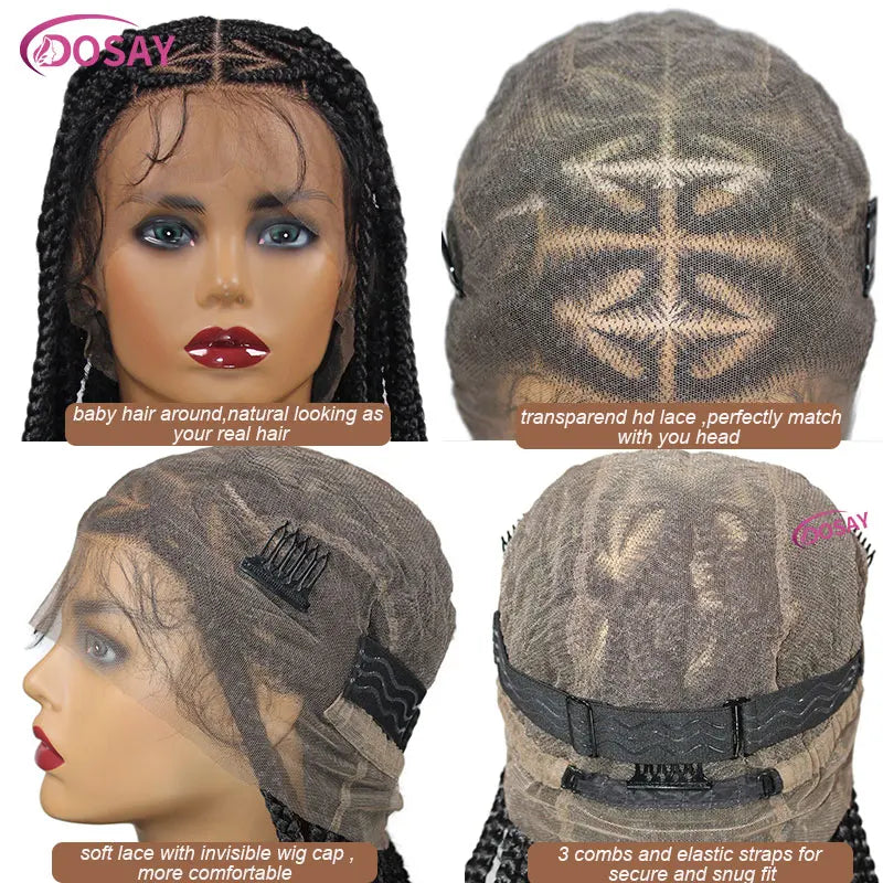 "On Sale"  Heart Box Braids Lace Wig 36 Inches Synthetic Lace Braided Wigs Cornrow Braids Lace Front Wigs For Black Women Clearance