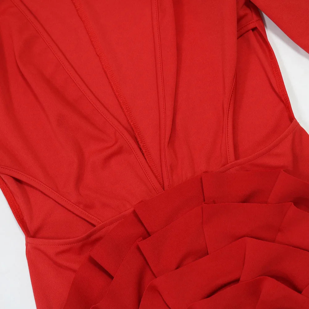 Evening Deep V-Neck High Waist Dresses