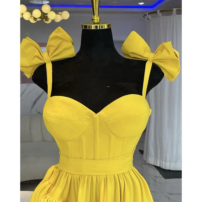 Sleeveless Strap Bow Ruffles Long Maxi Dresses