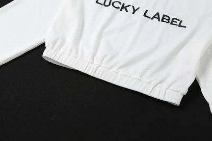 Winter Solid Lucky Label Letter Embroidery Two Piece Sets Women Sweatshirt+Leggings Casual Sporty Tracksuits Female
