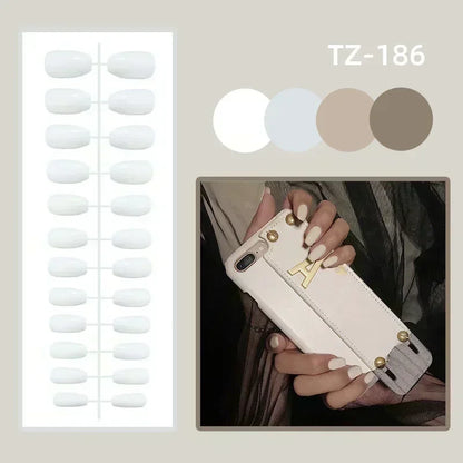 24Pcs Long False Nails Press on Nails Full Cover Butterfly French Coffin Glitter Small Diamonds Wearable Manicure Nail Tips Art