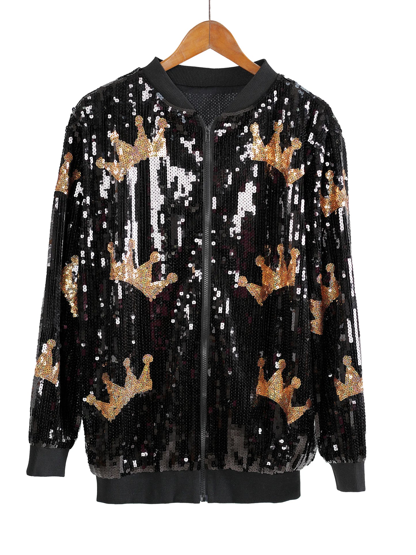 Leanne Sequined Long Sleeve Round Neck Loose Jacket 🧥