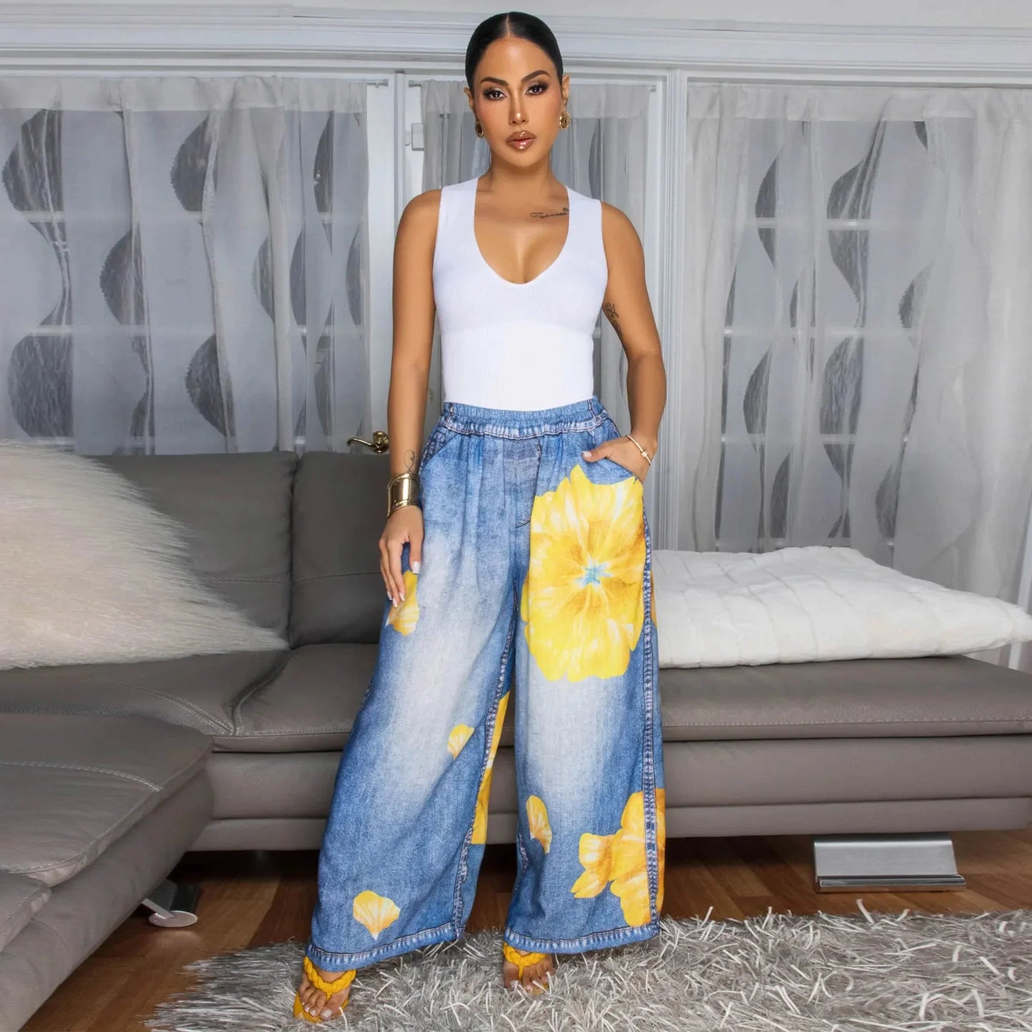 Casual Printed Wide Leg Pants (Comfortable)