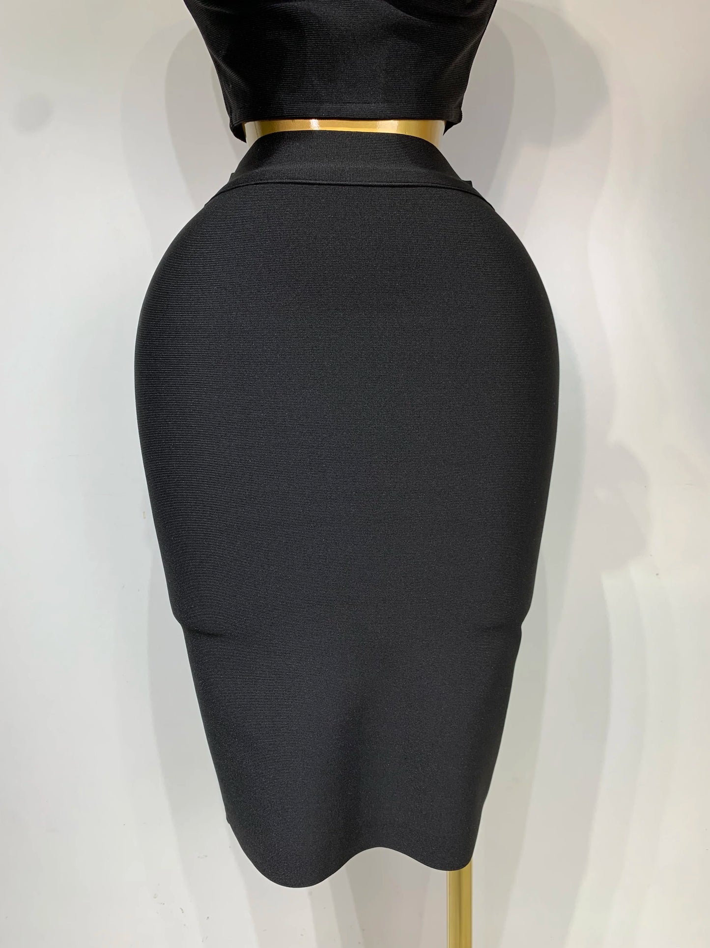New Arrival 3D Flower Black Bodycon Bandage Designer High Waist Skirt Set
