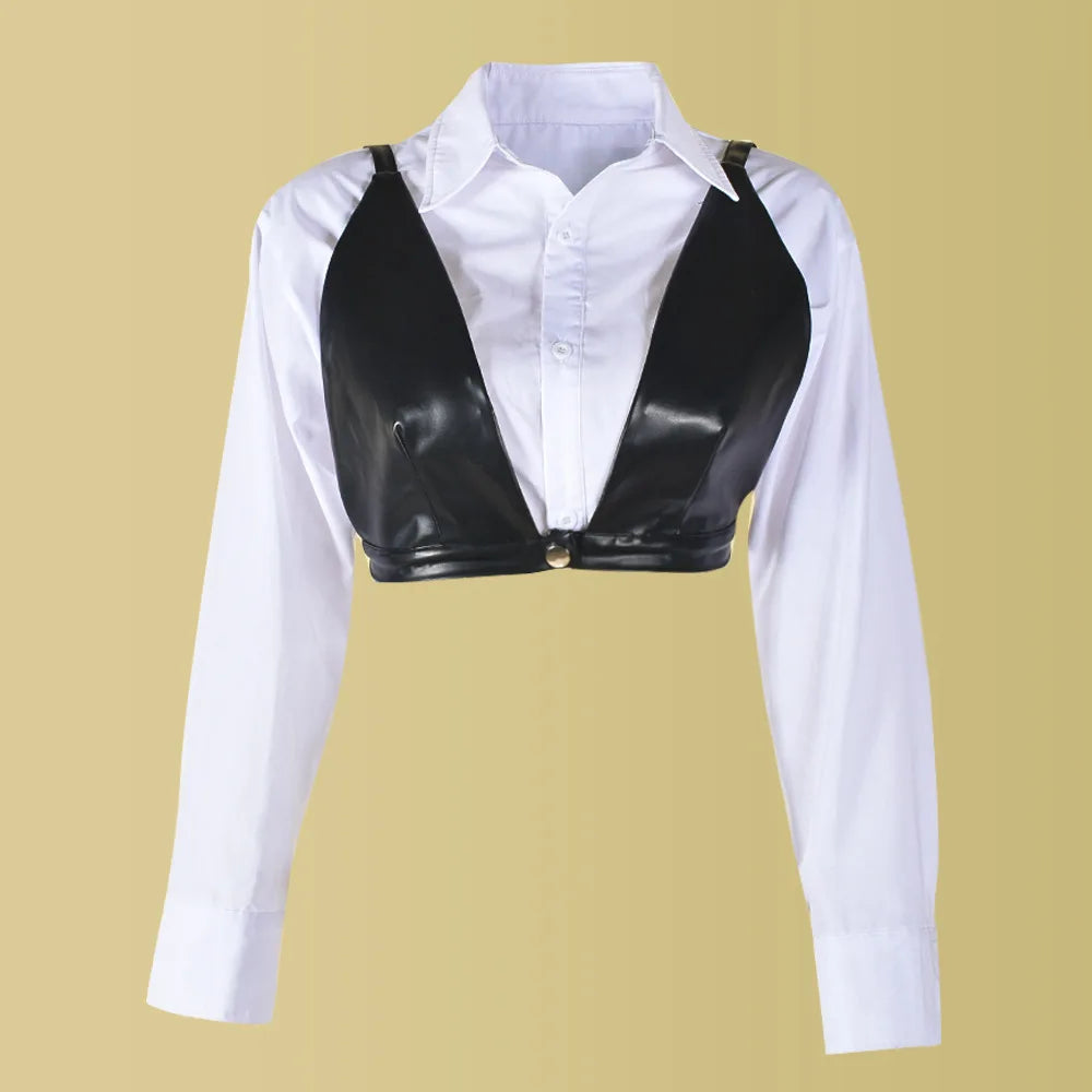 Blasia Blouses with Black Pu Bra Matching