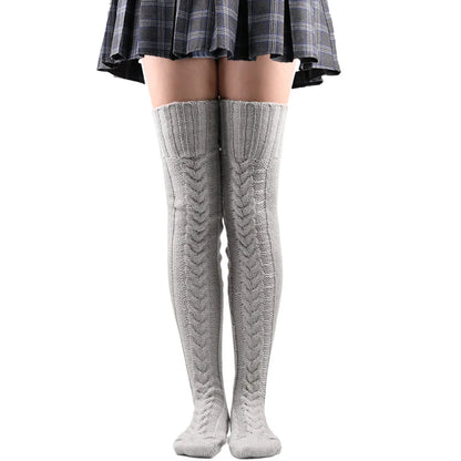 Women's Stockings Wool Foot Warmers Fashion Lady Stockings Cute Autumn Winter Solid Color Thigh-high Socks Acrylic Fibers
