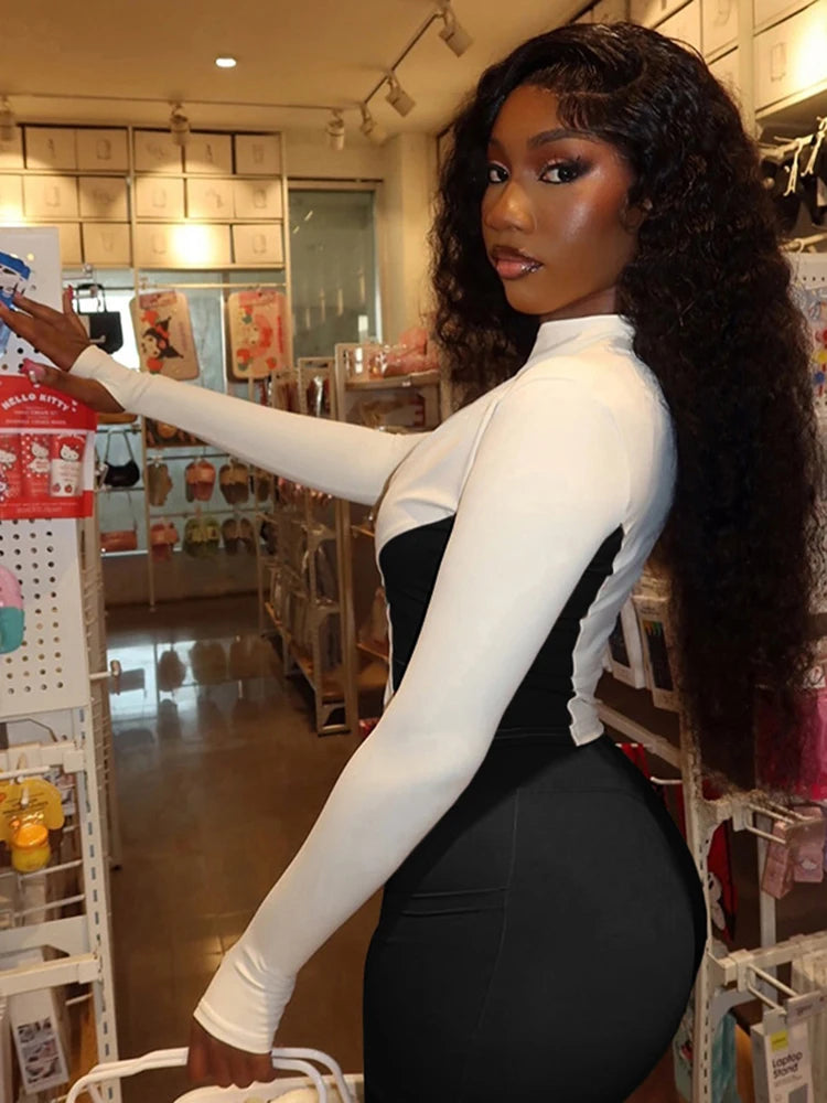 Daily Contrast Patchwork Full Sleeve Jacket+Shorts Simple Sporty Street Outfits