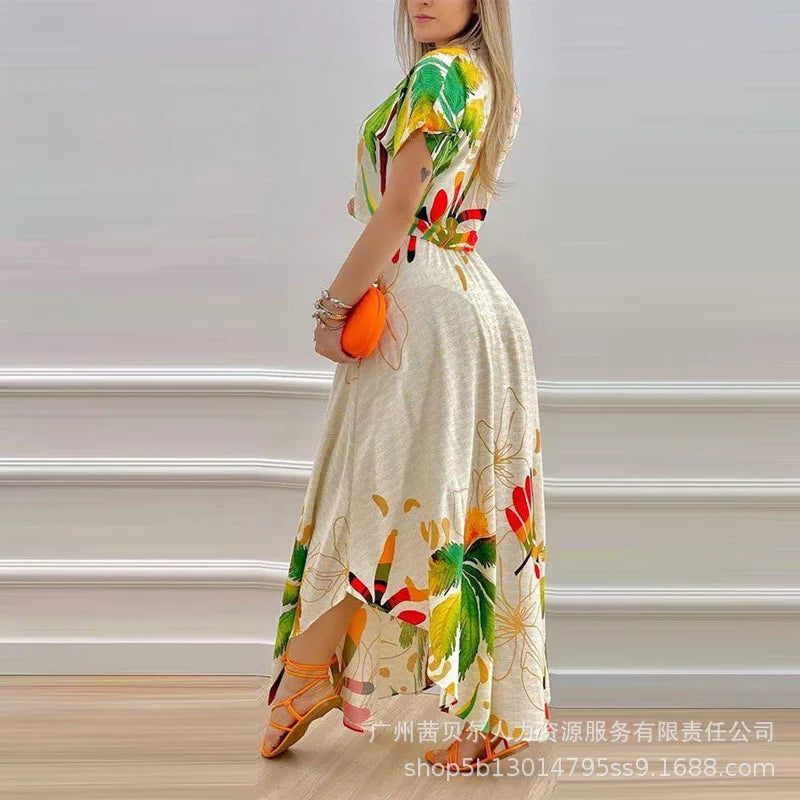 Tropical Print Crop Top + Maxi Skirt Sets