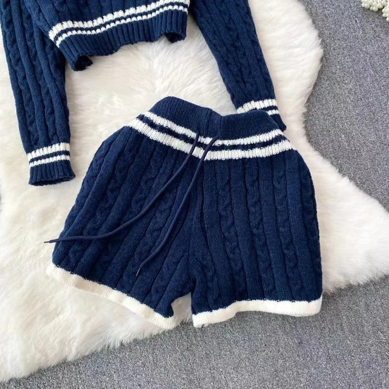 Tona's Cozy Knit Sweater Top and Shorts Set