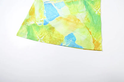 Colorful Print Side Split Backless Bodycon Dresses