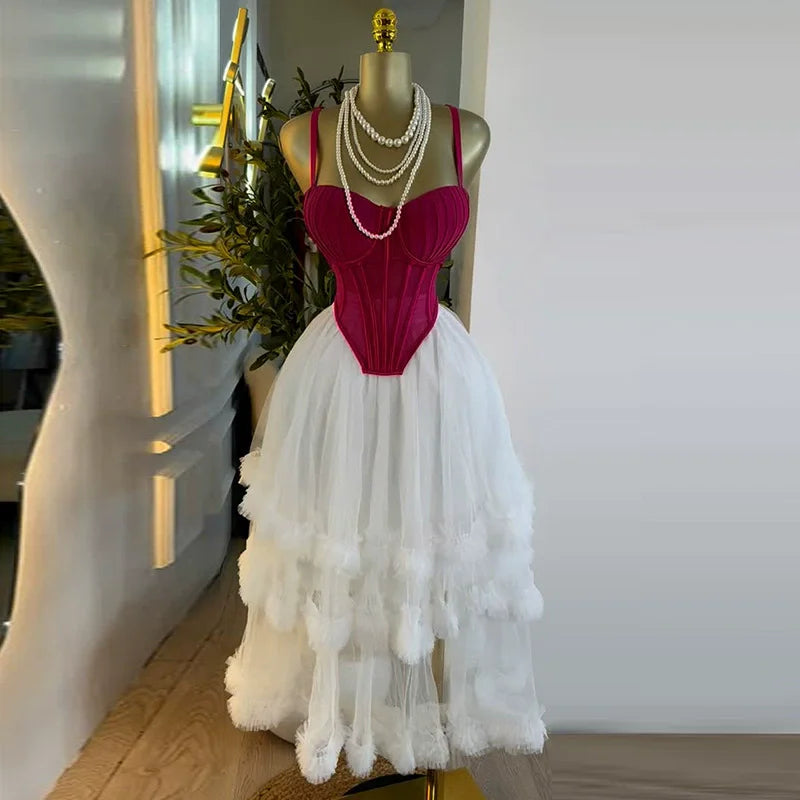 Spaghetti Strap Top and Pleated Skirt Dresses