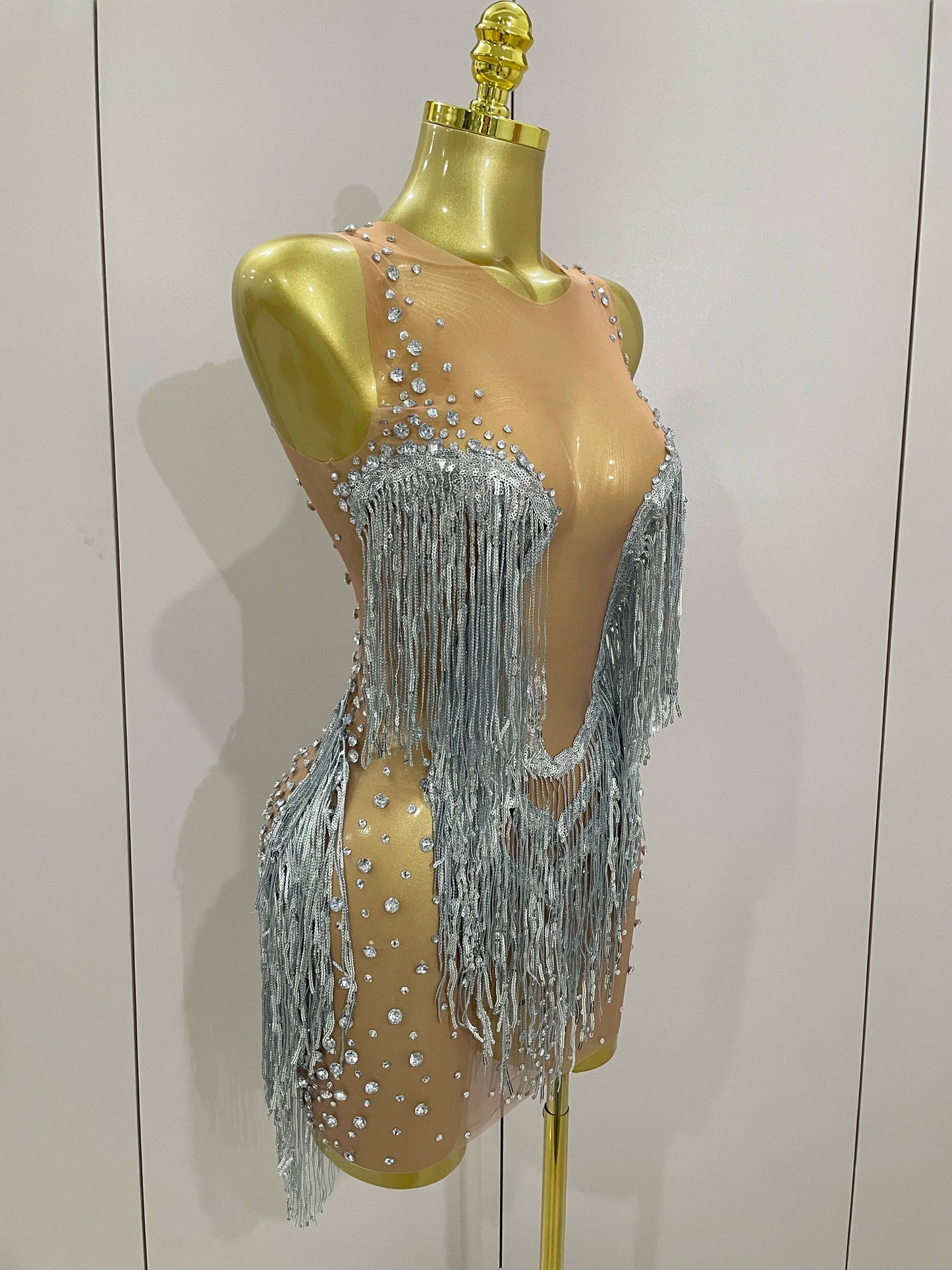 Luxury Sparkly Rhinestone Sequin Tassel Coat + Dress