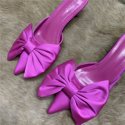 Polka Dots Pointed Toe Bow Heel Shoes