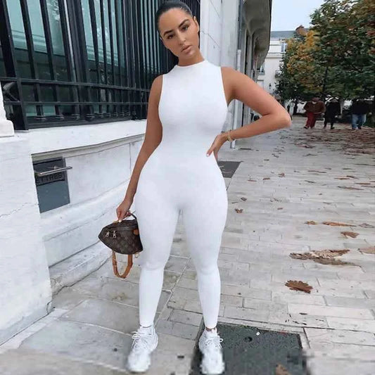 Full Seasons Casual Fitness Sporty Playsuit Sleeveless Slim Activewear All In One Jumpsuit