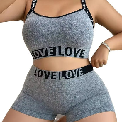 Y2K Love Straps Loungewear Top + Shorts Sets