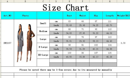 Elegant Print Slim High Waist Dress Office Lady Long Sleeve Midi Plaid V Neck Party