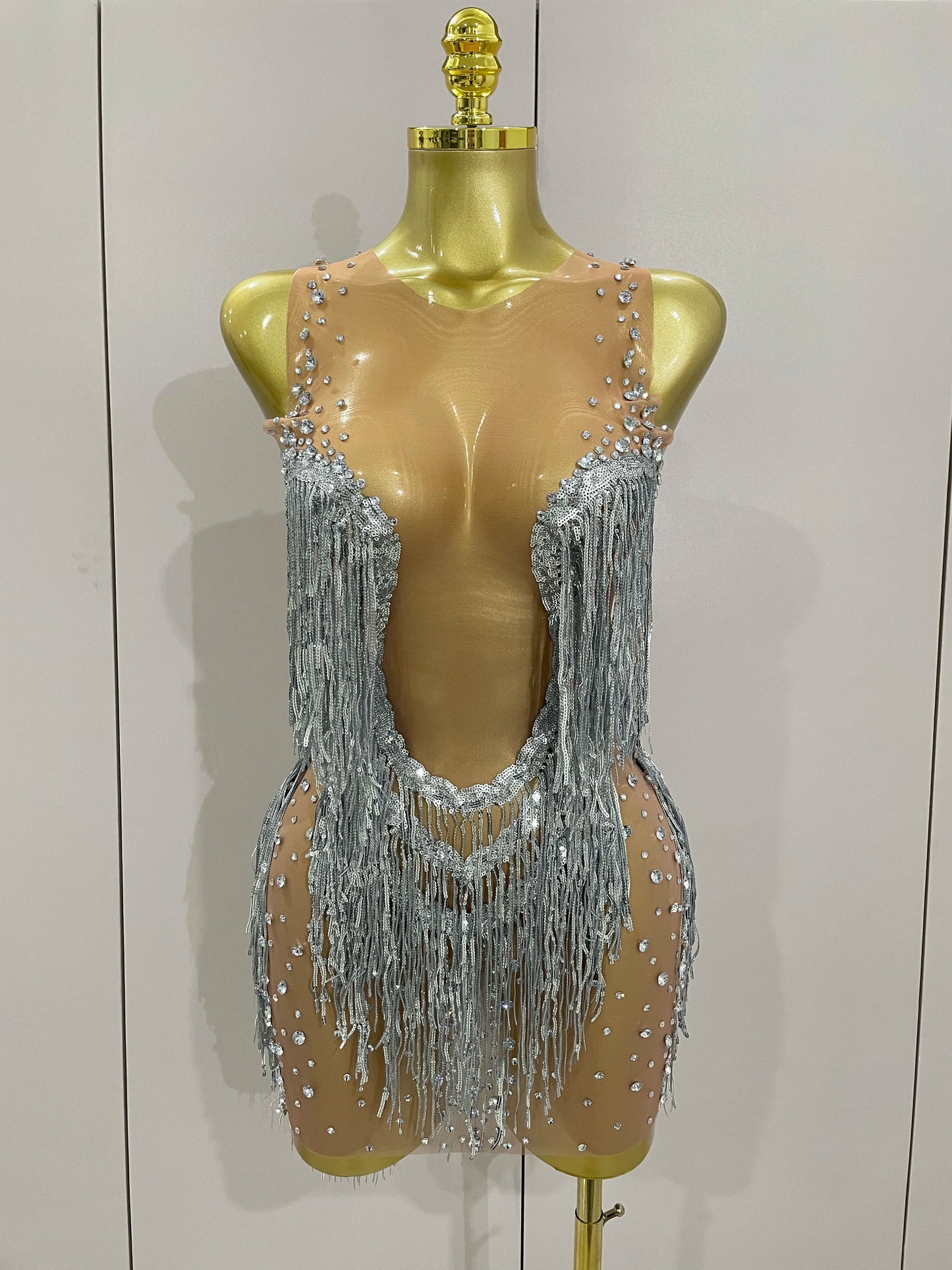 Luxury Sparkly Rhinestone Sequin Tassel Coat + Dress