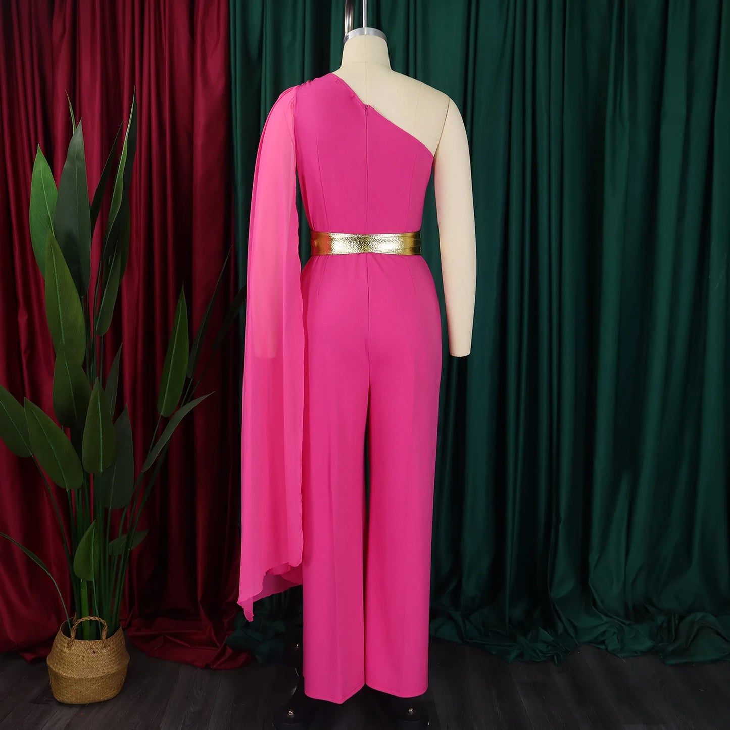 Diane Diagonal Neck High Waist Jumpsuit (fashion)