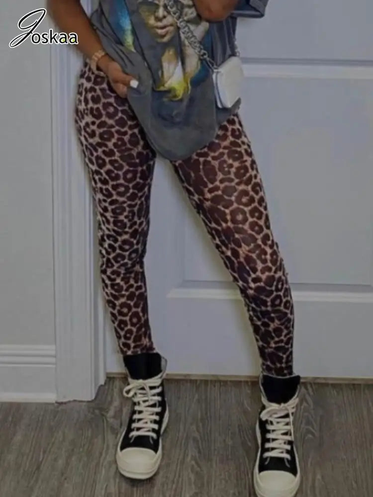 Women Leggings Camouflage Leopard Print High Waisted Hip Yoga Pants (Vintage Streetwear)