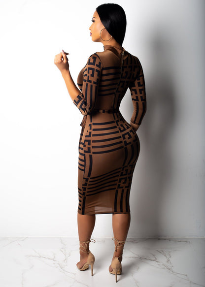 Midi Bandage Dresses Letter Print Midi Dress