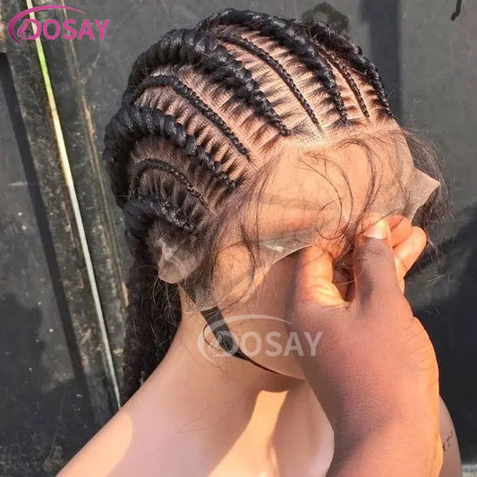 Sierra 36" Full Lace Frontal Wigs Synthetic Jumbo Braided Wigs For Black Women Box Braided Lace Front Wig Faux Locs Wig Braids Wigs