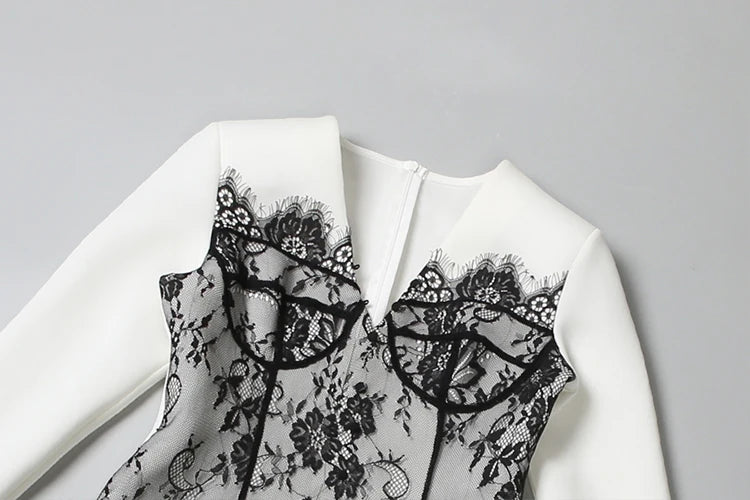 Lace Patchwork V-Neck Dresses