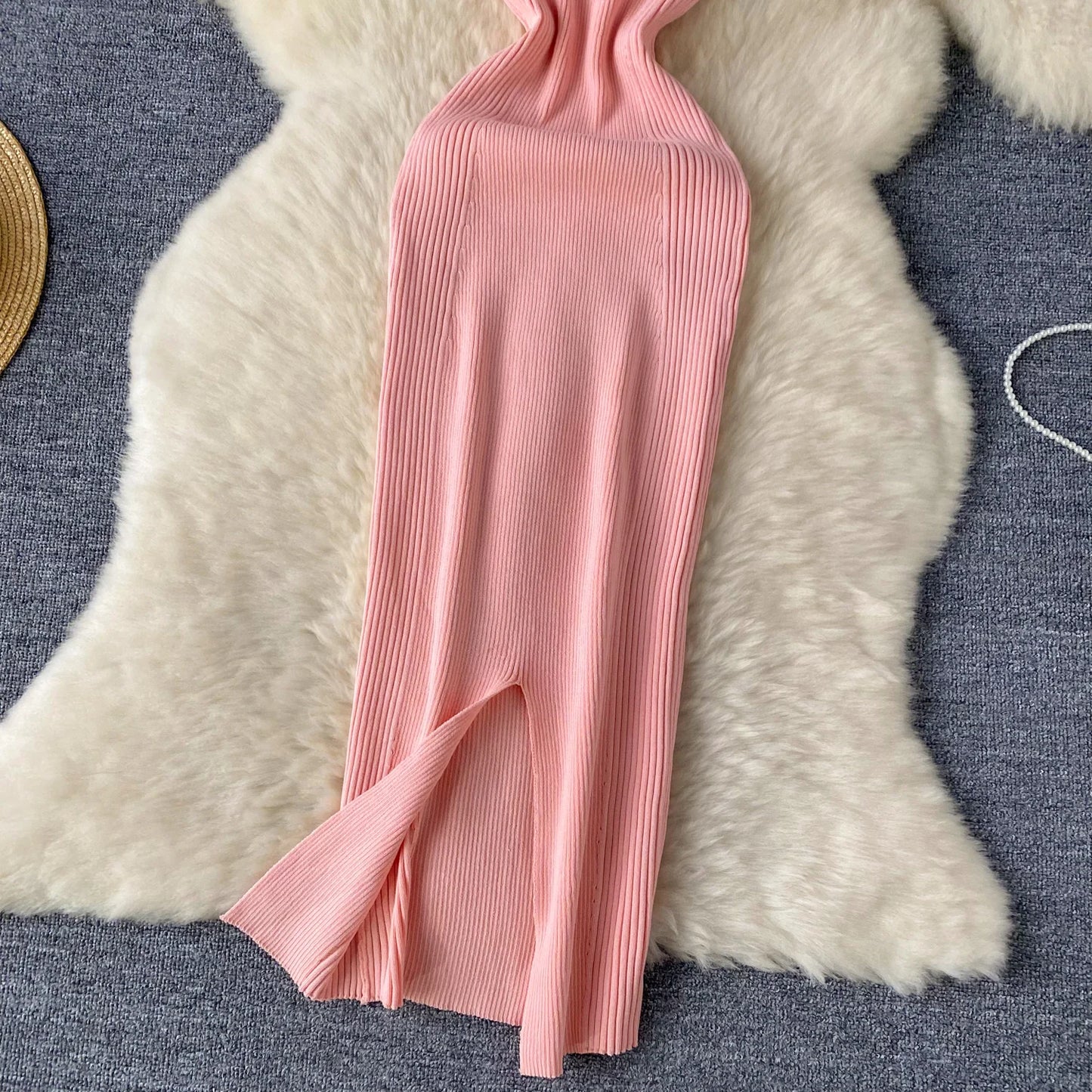 Single Shoulder Ink Knit Dress Backless Tank Striped Slim Bodycon Sundress Women Summer Beachwear Sexy Chic Vestidos