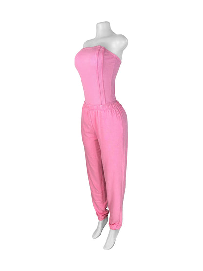 Ribbed Bodycon Bodysuits Tops + Jogger Pants (2 pcs.)