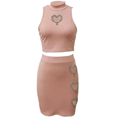 Crop Top + Mini Skirt Night Club Outfits Matching Sets